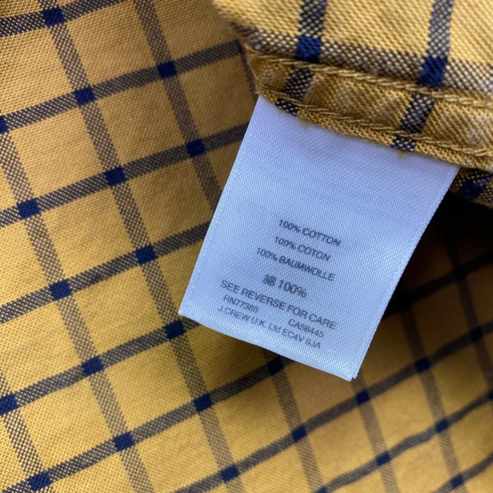 JCrew Mens Slim Untucked Oxford Shirt Mustard Yellow Plaid J8775 Size‎ M